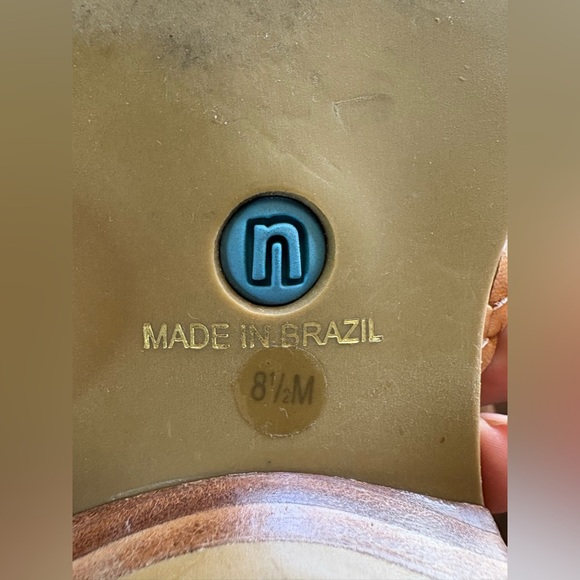 Nicole Cool Brown Leather Floral Braid Strap Sandals Slides Size 8.5 Flats - Picture 5 of 5